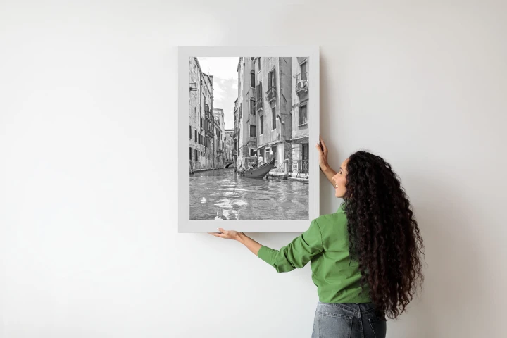 Plakat Gondole W Wenecji Czarno Biały Widok