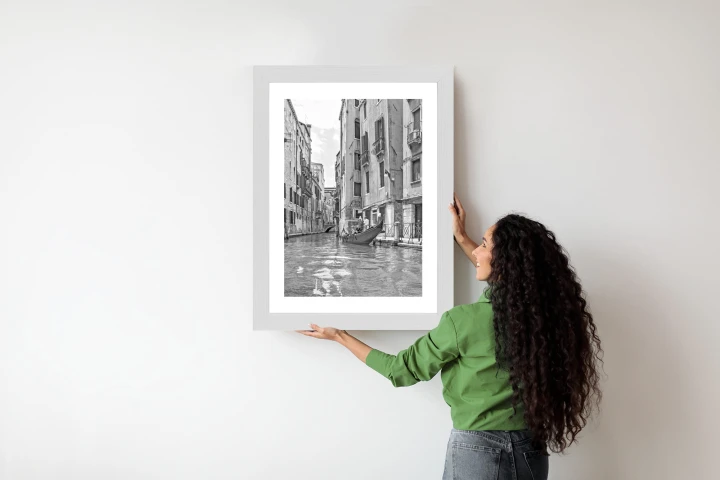 Plakat Gondole W Wenecji Czarno Biały Widok