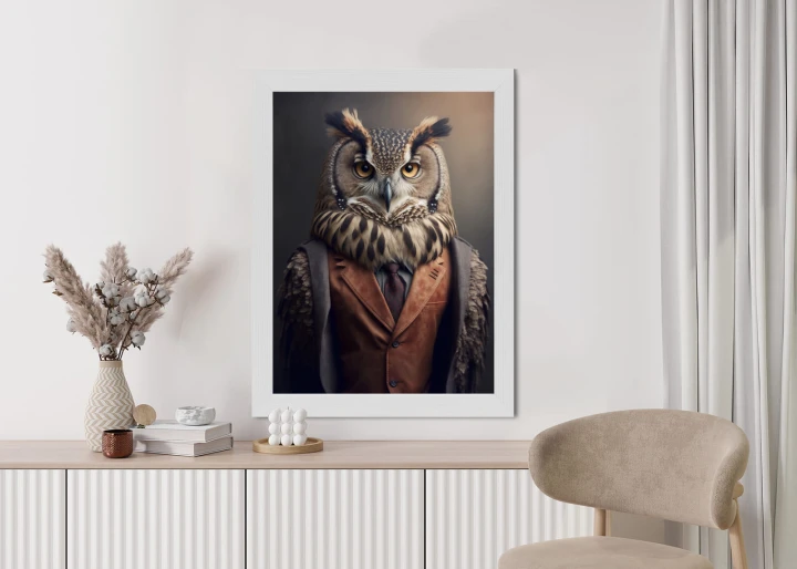 Plakat Portret Sowy W Ubraniu Historycznym