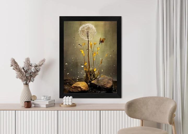 Plakat Mniszek Lekarski I Krople Rosy