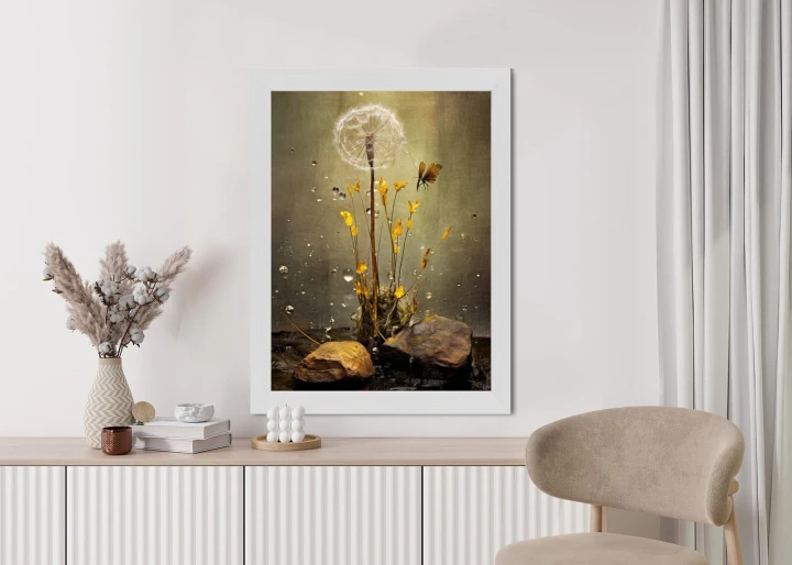 Plakat Mniszek Lekarski I Krople Rosy