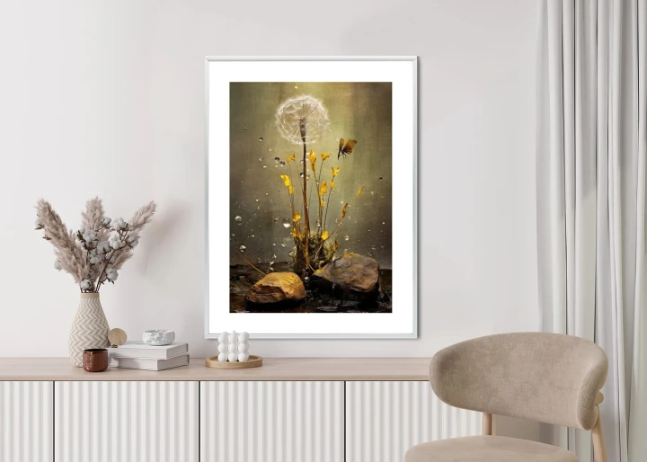 Plakat Mniszek Lekarski I Krople Rosy