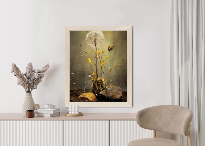 Plakat Mniszek Lekarski I Krople Rosy