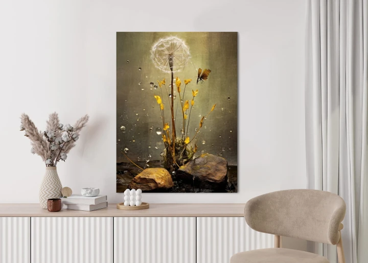 Plakat Mniszek Lekarski I Krople Rosy
