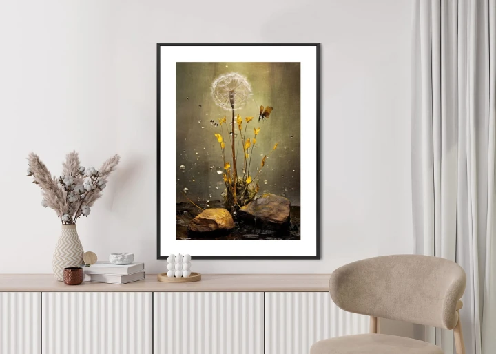 Plakat Mniszek Lekarski I Krople Rosy