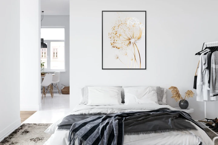 Plakat Złoty Dmuchawiec Na Jasnym Tle Abstrakcja