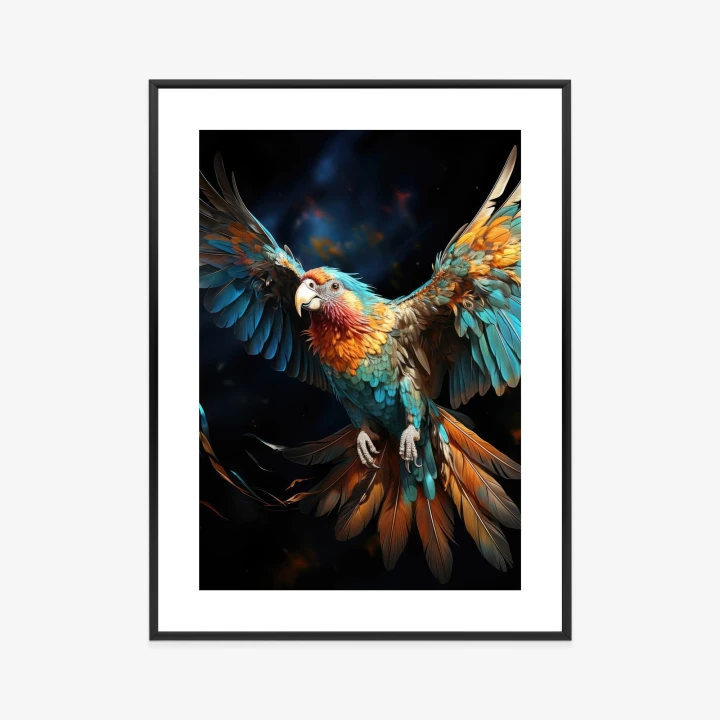 Plakat Kolorowa Papuga Z Rozpostartymi Skrzydłami