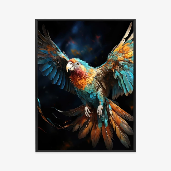 Plakat Kolorowa Papuga Z Rozpostartymi Skrzydłami