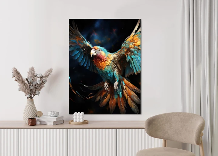 Plakat Kolorowa Papuga Z Rozpostartymi Skrzydłami