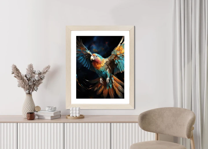 Plakat Kolorowa Papuga Z Rozpostartymi Skrzydłami