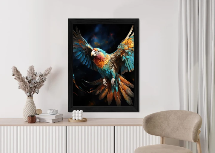 Plakat Kolorowa Papuga Z Rozpostartymi Skrzydłami