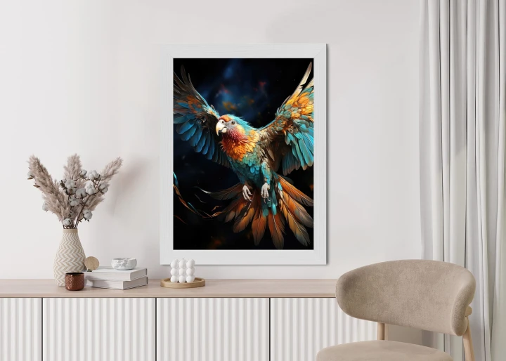 Plakat Kolorowa Papuga Z Rozpostartymi Skrzydłami