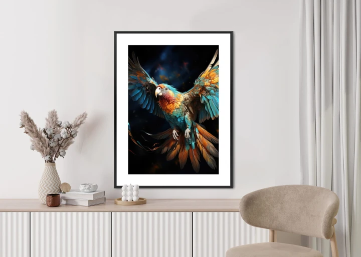 Plakat Kolorowa Papuga Z Rozpostartymi Skrzydłami