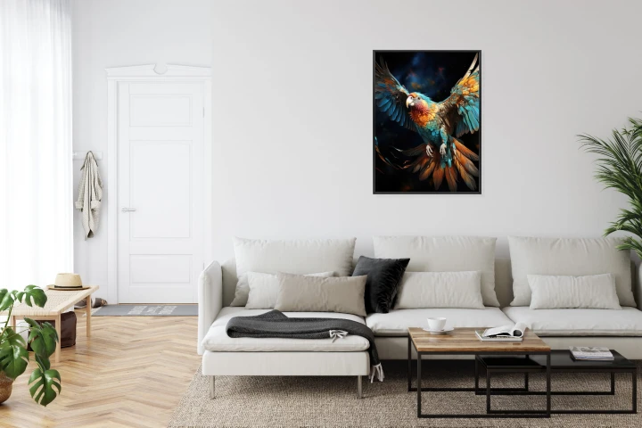 Plakat Kolorowa Papuga Z Rozpostartymi Skrzydłami