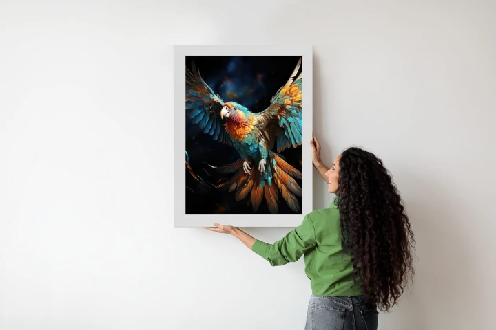 Plakat Kolorowa Papuga Z Rozpostartymi Skrzydłami