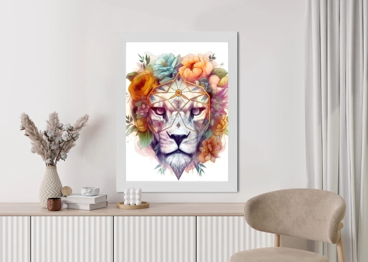 Plakat Lew W Wianku Kwiatów