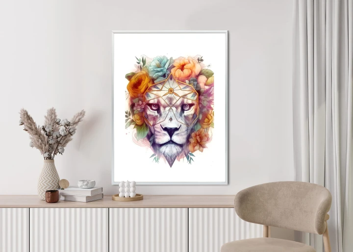 Plakat Lew W Wianku Kwiatów