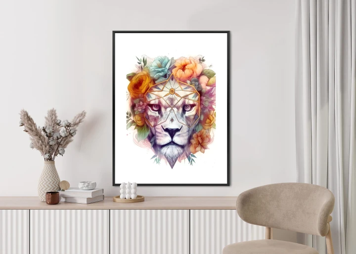 Plakat Lew W Wianku Kwiatów