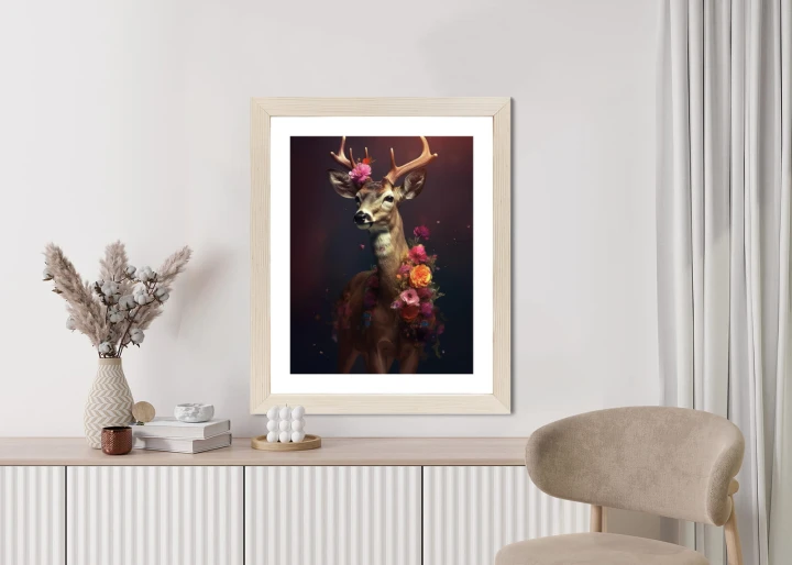 Plakat Jeleń Ozdobiony Kwiatami