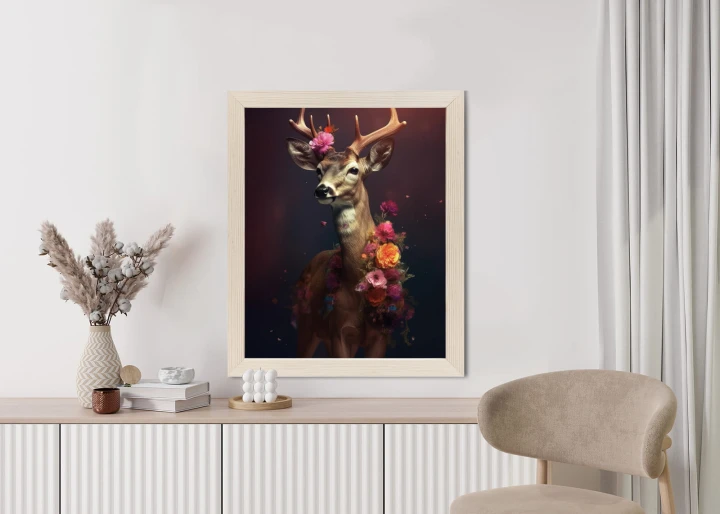 Plakat Jeleń Ozdobiony Kwiatami