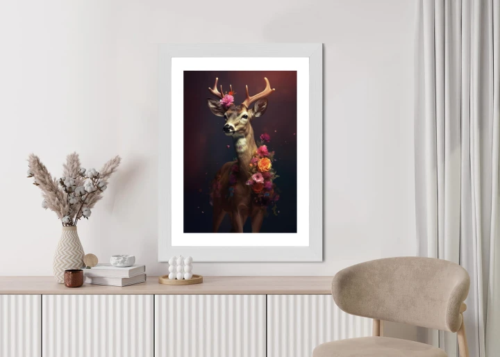 Plakat Jeleń Ozdobiony Kwiatami