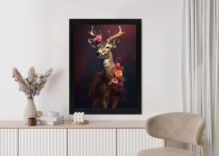 Plakat Jeleń Ozdobiony Kwiatami