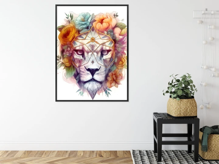 Plakat Lew W Wianku Kwiatów