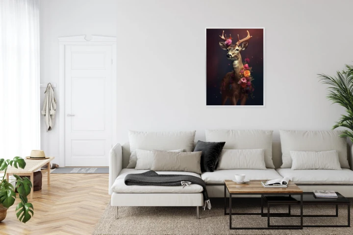 Plakat Jeleń Ozdobiony Kwiatami