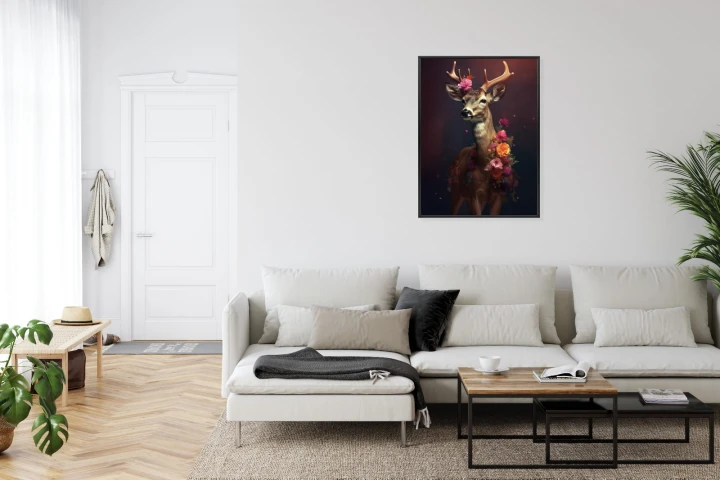Plakat Jeleń Ozdobiony Kwiatami