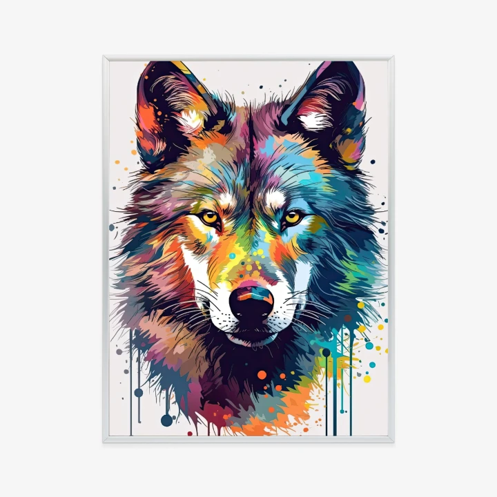 Plakat Wilk W Różnobarwnych Farbach