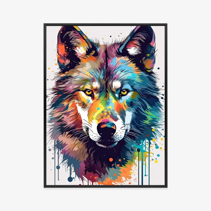 Plakat Wilk W Różnobarwnych Farbach