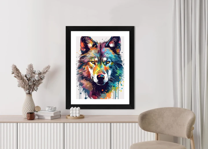 Plakat Wilk W Różnobarwnych Farbach