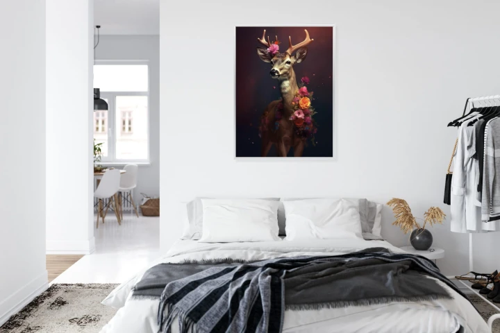 Plakat Jeleń Ozdobiony Kwiatami
