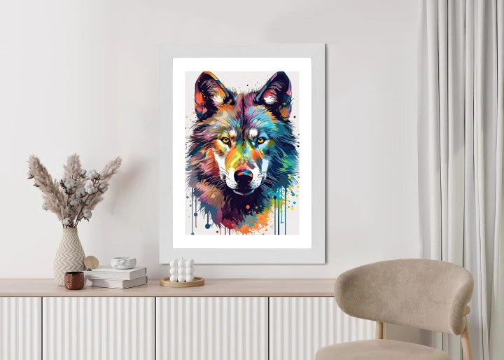 Plakat Wilk W Różnobarwnych Farbach