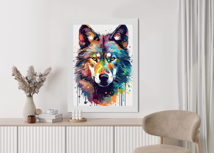 Plakat Wilk W Różnobarwnych Farbach