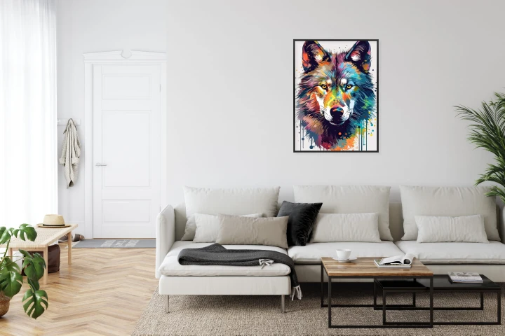 Plakat Wilk W Różnobarwnych Farbach