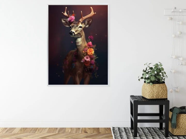 Plakat Jeleń Ozdobiony Kwiatami