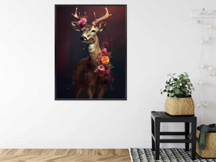 Plakat Jeleń Ozdobiony Kwiatami