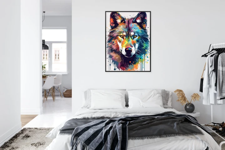 Plakat Wilk W Różnobarwnych Farbach