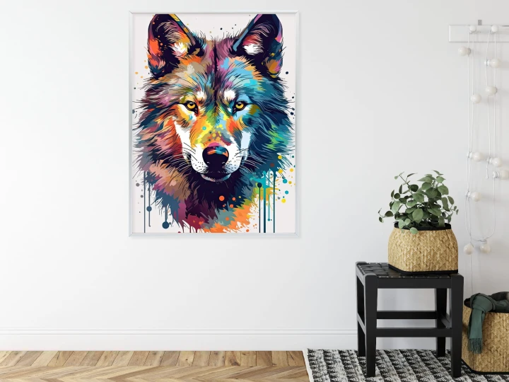 Plakat Wilk W Różnobarwnych Farbach