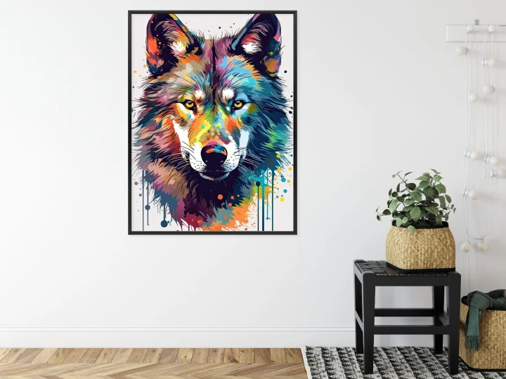 Plakat Wilk W Różnobarwnych Farbach