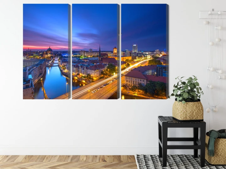 Obraz Wieloczęściowy Panorama Berlina O Zachodzie Słońca