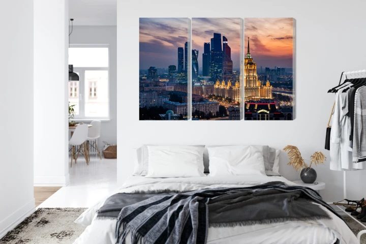 Obraz Wieloczęściowy Widok Z Lotu Ptaka Na Panoramę Moskwy