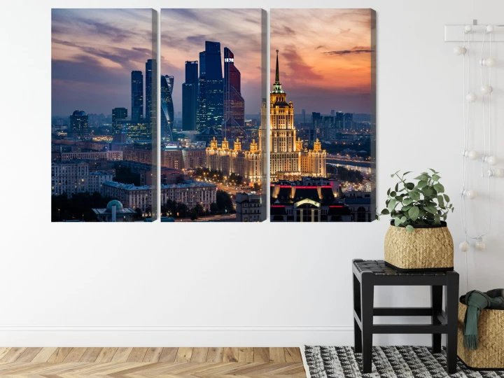 Obraz Wieloczęściowy Widok Z Lotu Ptaka Na Panoramę Moskwy