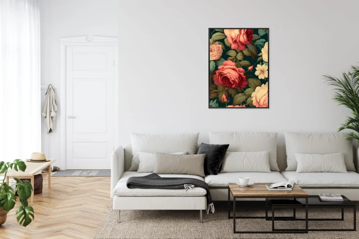 Plakat Romantyczne Róże I Zielone Liście