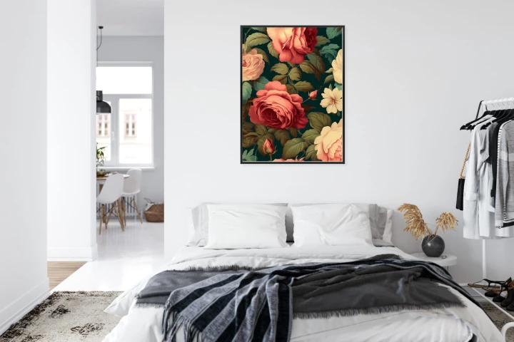 Plakat Romantyczne Róże I Zielone Liście