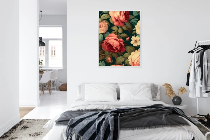 Plakat Romantyczne Róże I Zielone Liście