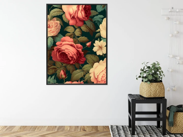 Plakat Romantyczne Róże I Zielone Liście