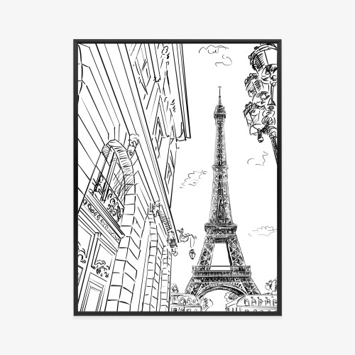 Plakat Ulice Paryża - Szkic