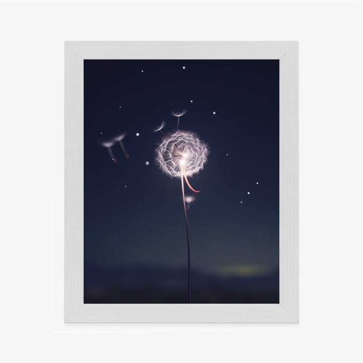 Plakat Delikatny Mniszek Lekarski Na Tle Nocnego Nieba